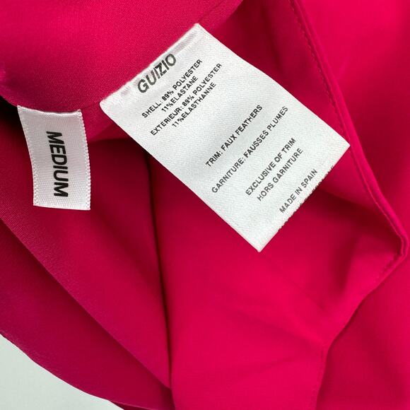 Guizio Feather Trim Embellished Cut-Out Mini Dress Magenta‎ Pink Size Small - Picture 11 of 12